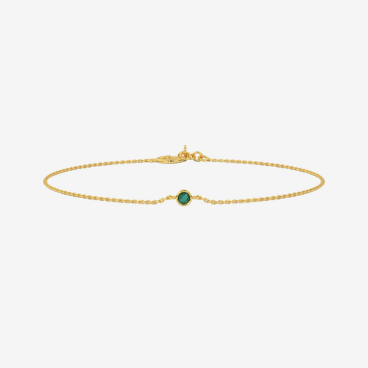 Single Bezel-set Green Emerald Bracelet - 14k Yellow Gold - Jewelry - Goldie Paris Jewelry - Bezel Bracelet
