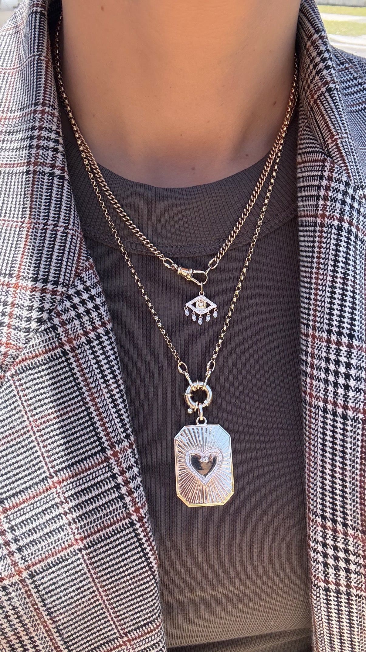 Emma Fluted Heart Diamond Pendant Dogtag