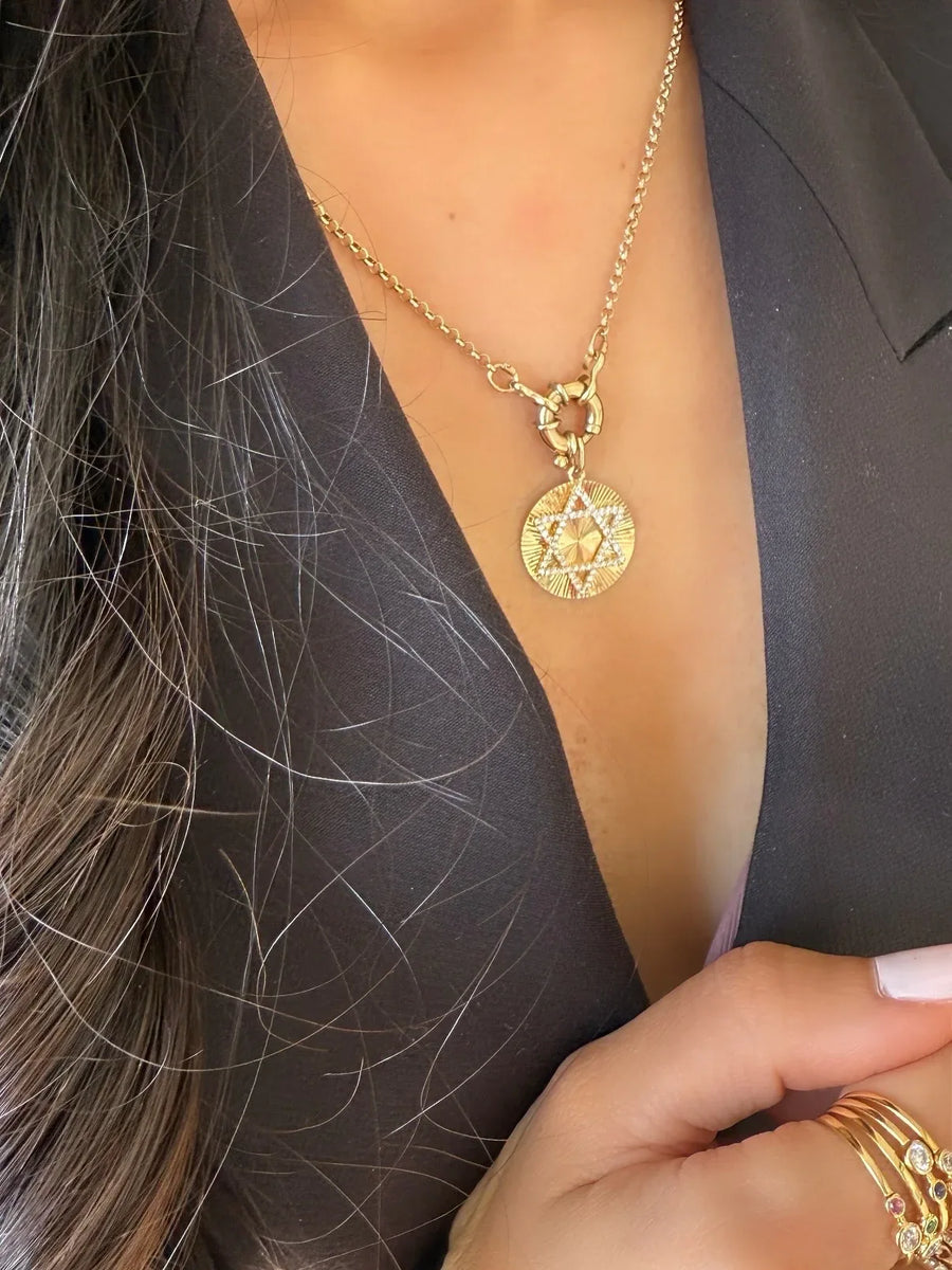 Golda Star of David fluted with Diamonds - - Jewelry - Goldie Paris Jewelry - Everyday Faith Last Chance