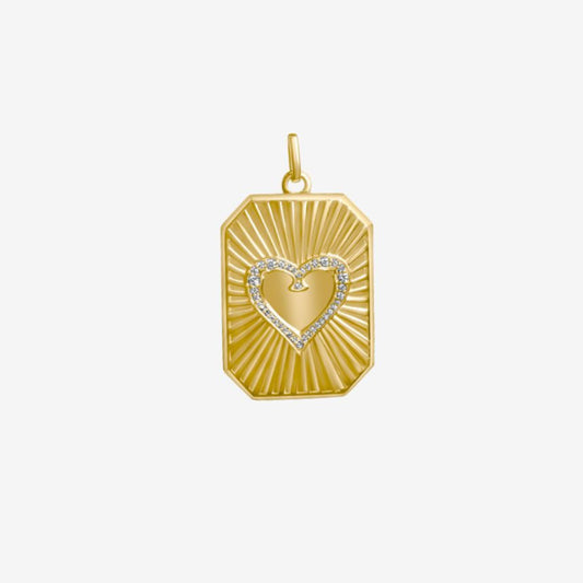 Emma Fluted Heart Diamond Pendant Dogtag