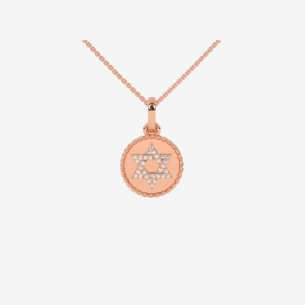 Reversible Star of David Pendant/ Necklace - 14k Rose Gold - Jewelry - Goldie Paris Jewelry - Evil Eye Pendant