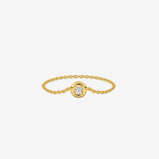 "Tilly" Bubble bezel Diamond Chain Ring - 14k Yellow Gold - Jewelry - Goldie Paris Jewelry - Bezel Ring stackable