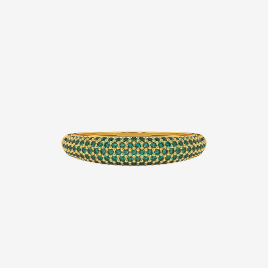 "Nilly" Cloud Pavé Diamond Ring - Emerald Green - 14k Yellow Gold - Jewelry - Goldie Paris Jewelry - Pavé Ring stackable statement