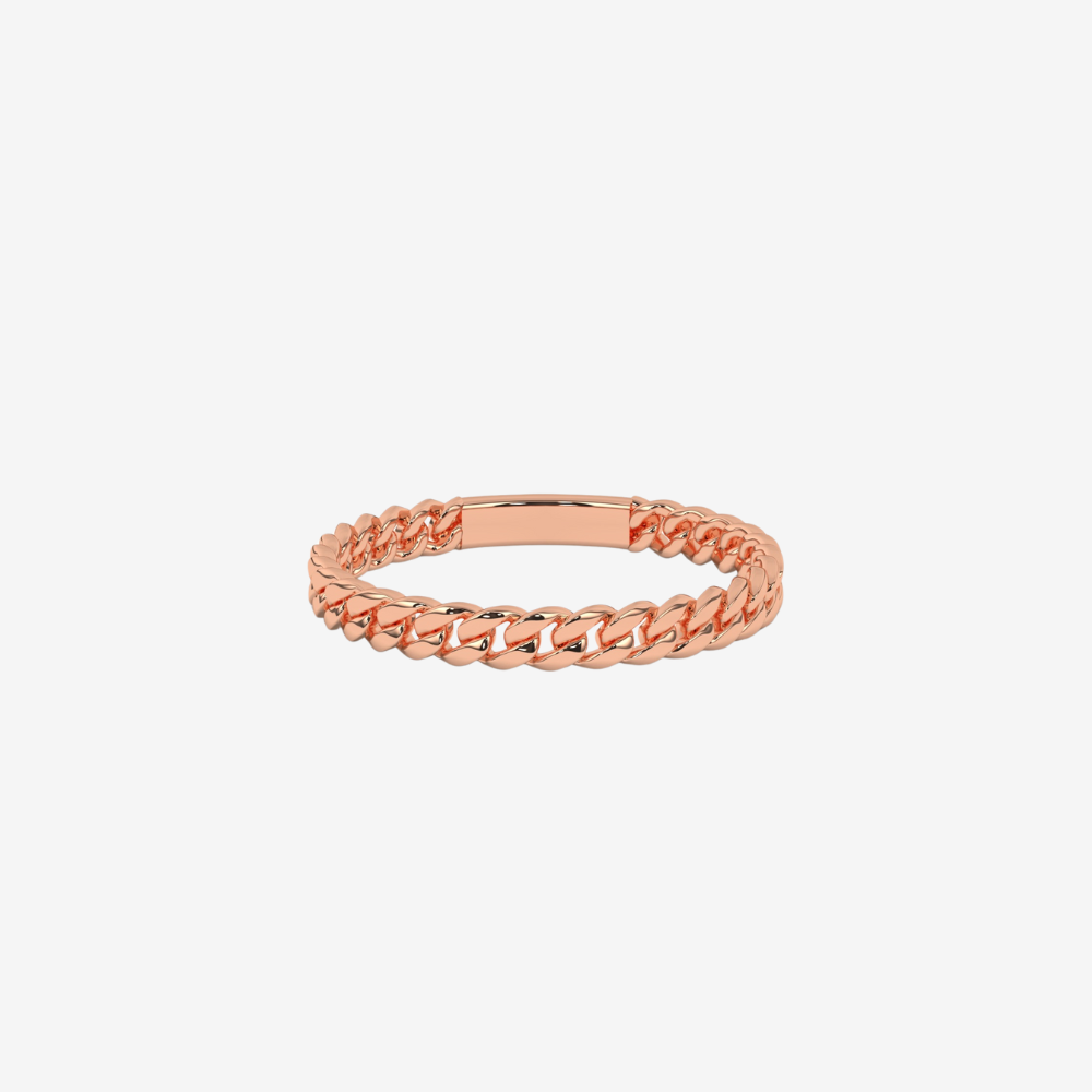 "Indie" Curb Chain Solid Gold - 14k Rose Gold - Jewelry - Goldie Paris Jewelry - Ring stackable