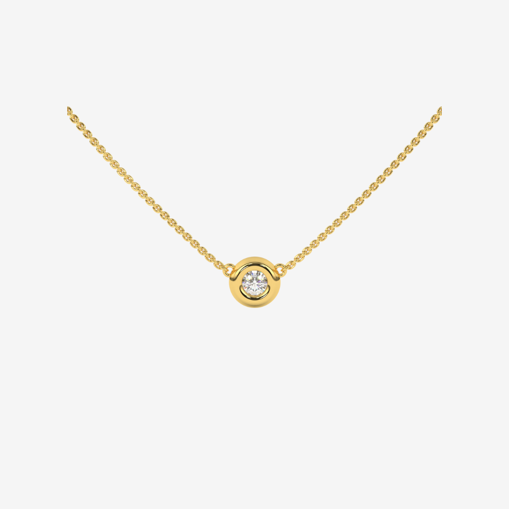 Bubble bezel Diamond Necklace - 14k Yellow Gold - Jewelry - Goldie Paris Jewelry - Bezel Necklace