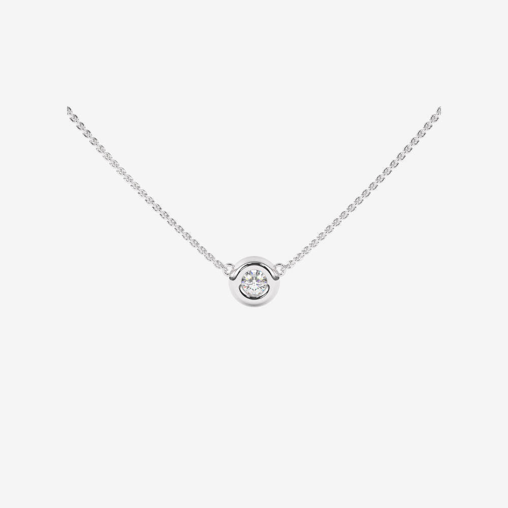 Bubble bezel Diamond Necklace - 14k White Gold - Jewelry - Goldie Paris Jewelry - Bezel Necklace