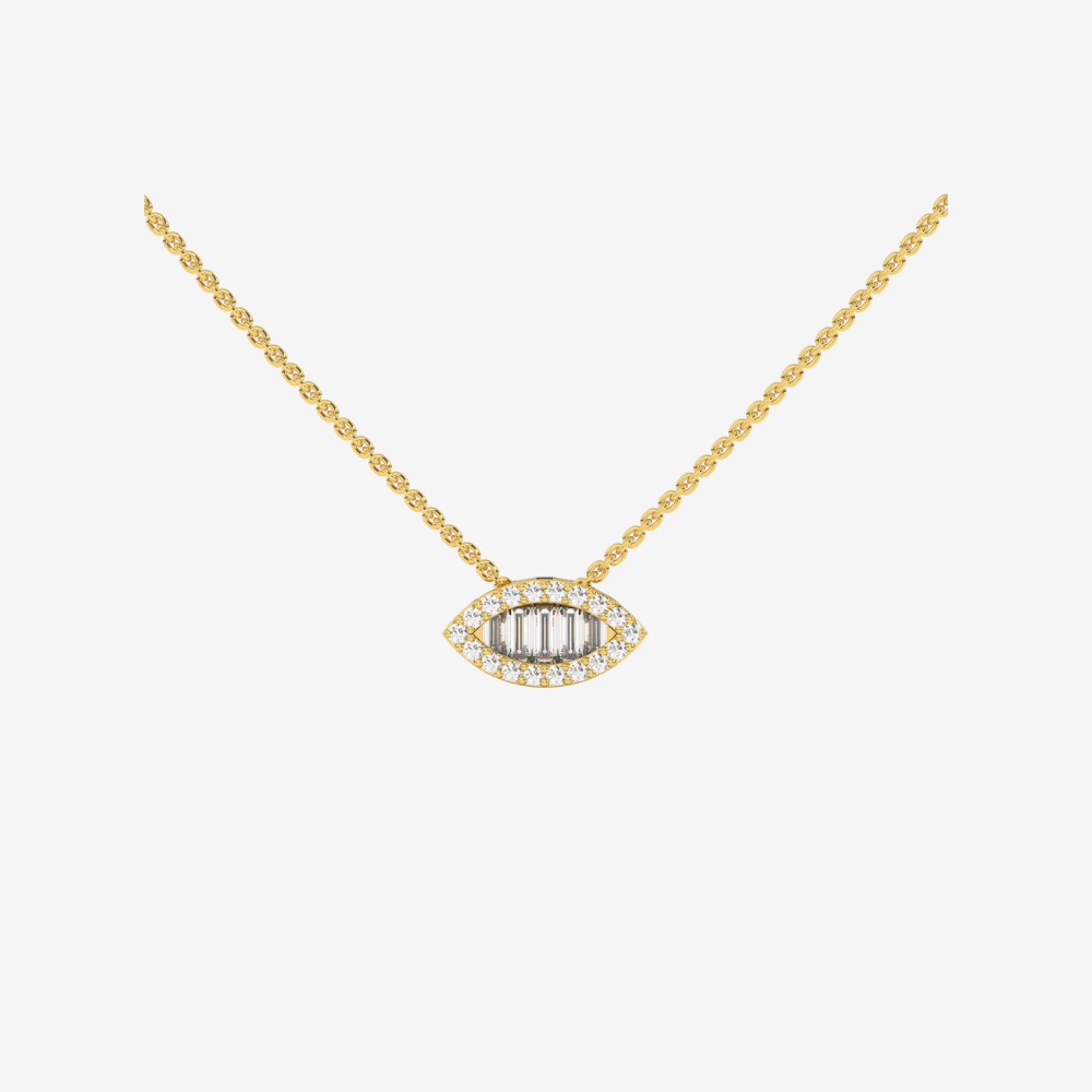 Single Leaf Diamonds Necklace - 14k Yellow Gold - Jewelry - Goldie Paris Jewelry - Evil Eye Necklace