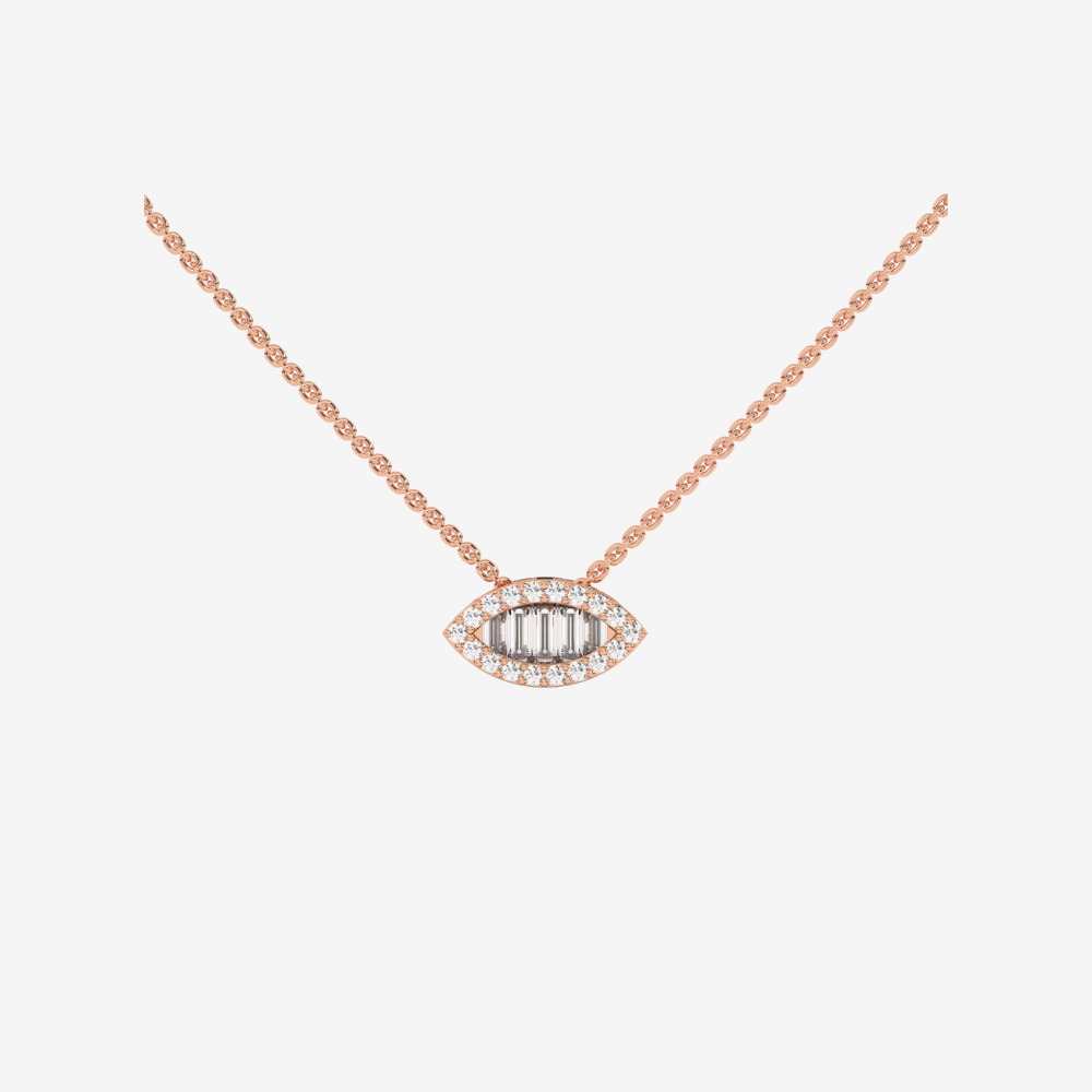 Single Leaf Diamonds Necklace - 14k Rose Gold - Jewelry - Goldie Paris Jewelry - Evil Eye Necklace