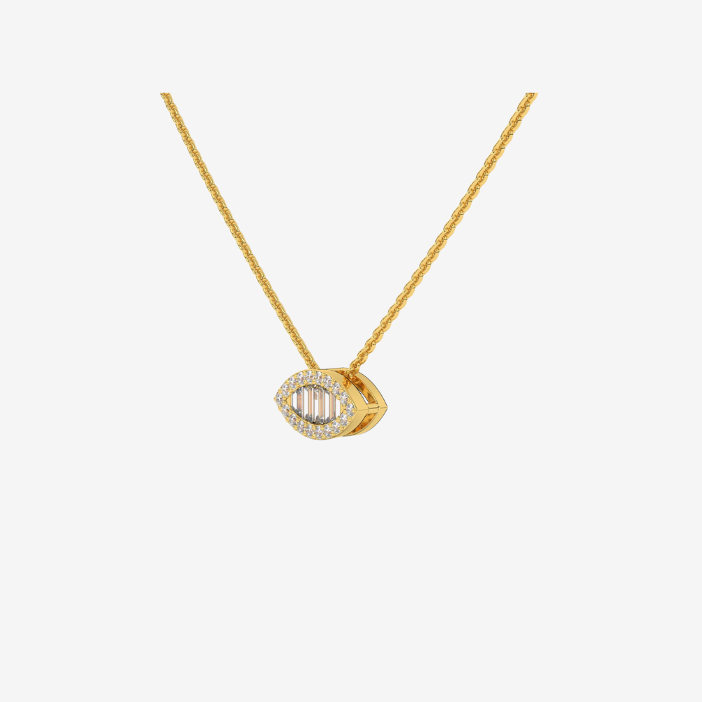 Single Leaf Diamonds Necklace - - Jewelry - Goldie Paris Jewelry - Evil Eye Necklace
