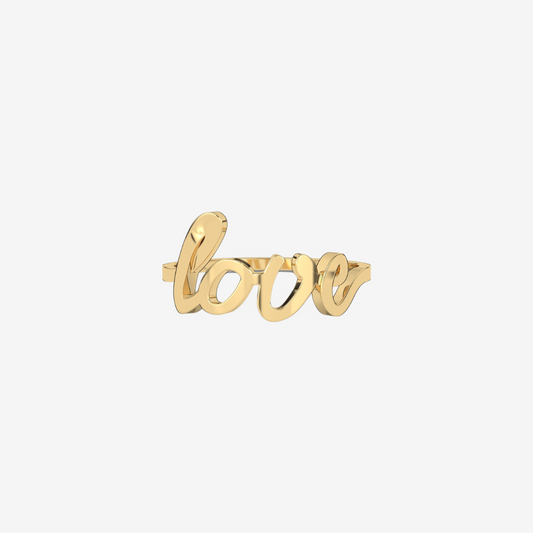 "Love" Solid Gold Ring - 14k Yellow Gold - Jewelry - Goldie Paris Jewelry - Ring statement