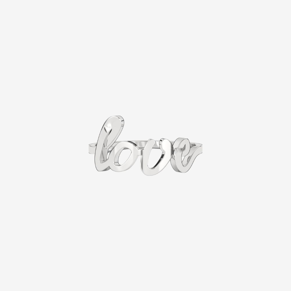 "Love" Solid Gold Ring - 14k White Gold - Jewelry - Goldie Paris Jewelry - Ring statement