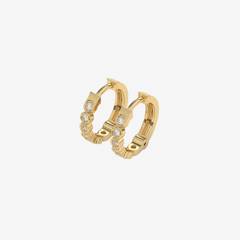 "Audrey" Bezel-set Diamonds Hoops Earrings - - Jewelry - Goldie Paris Jewelry - Bezel Earring