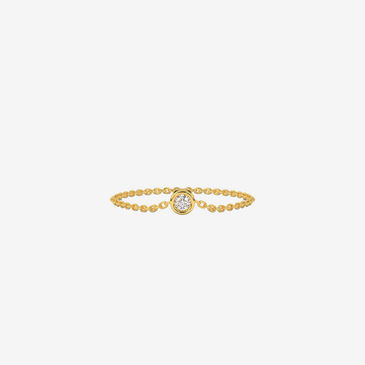 "Jenna" Mini Diamond Chain Ring - 14k Yellow Gold - Jewelry - Goldie Paris Jewelry - Bezel Ring stackable