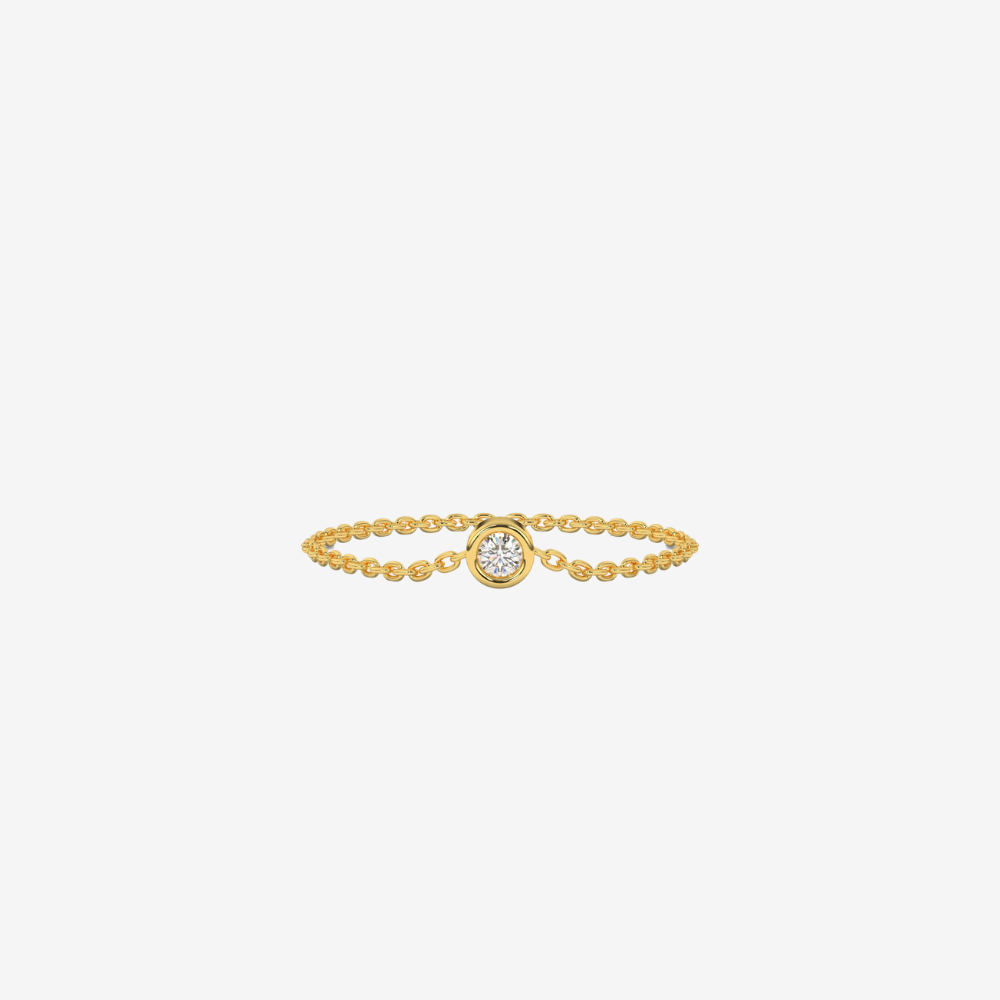 "Jenna" Mini Diamond Chain Ring - 14k Yellow Gold - Jewelry - Goldie Paris Jewelry - Bezel Ring stackable