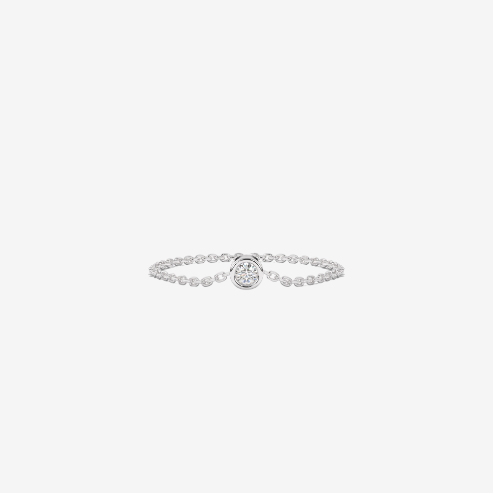 "Jenna" Mini Diamond Chain Ring - 14k White Gold - Jewelry - Goldie Paris Jewelry - Bezel Ring stackable