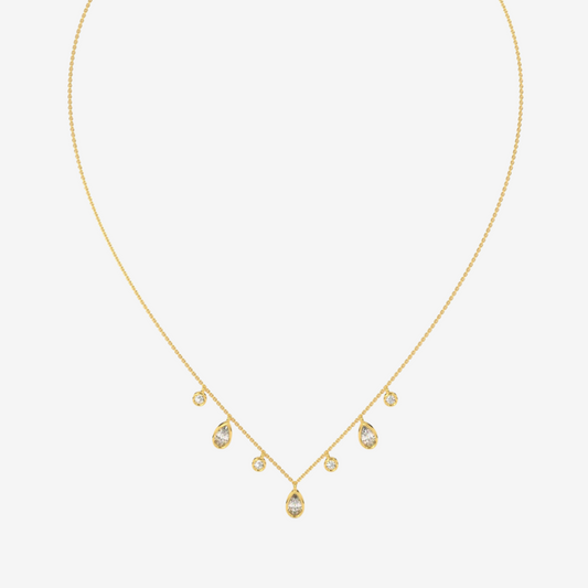 Teardrop drip Diamonds Floating Necklace - - Jewelry - Goldie Paris Jewelry - Necklace