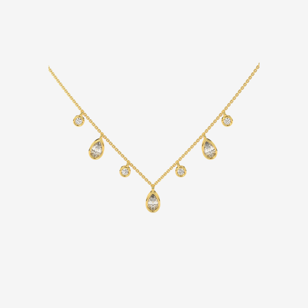 Teardrop drip Diamonds Floating Necklace - 14k Yellow Gold - Jewelry - Goldie Paris Jewelry - Necklace