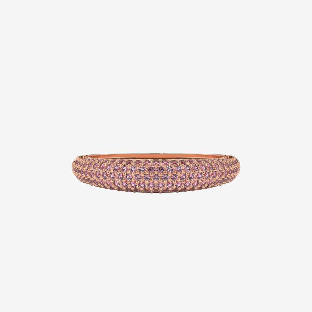"Nilly" Dôme Pavé Diamond Ring - Pink - 14k Rose Gold - Jewelry - Goldie Paris Jewelry - Pavé Ring stackable statement