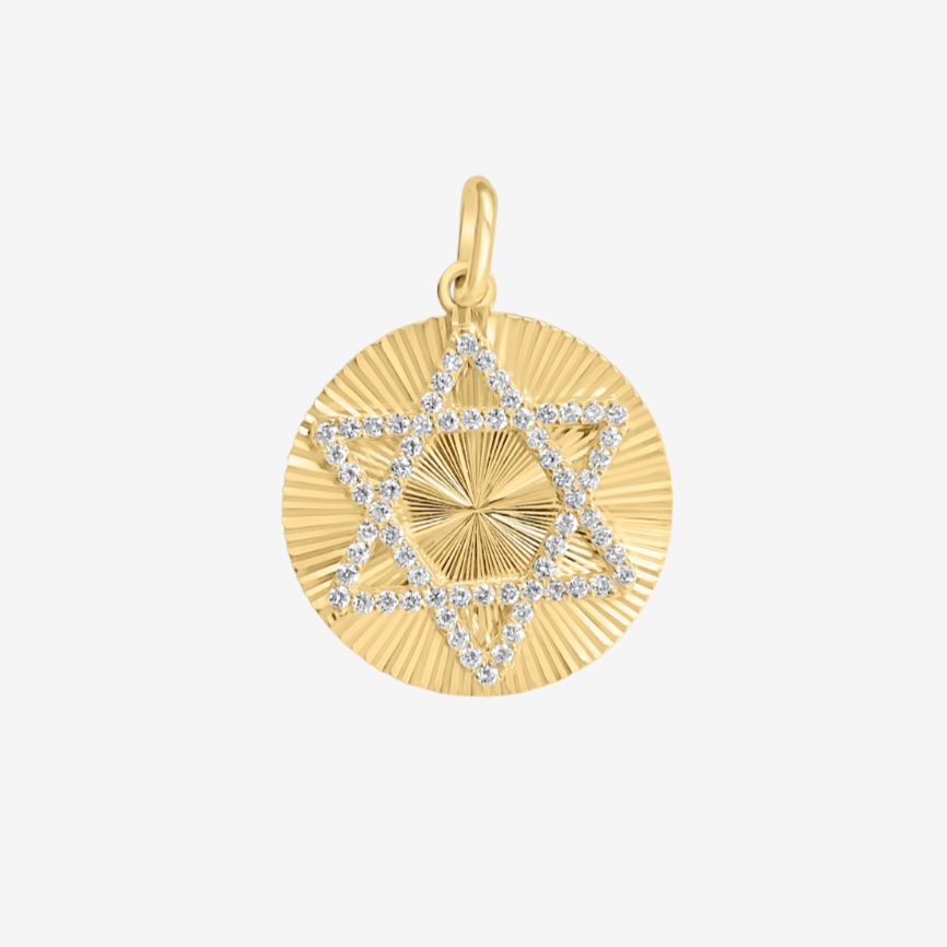 Golda Star of David fluted with Diamonds