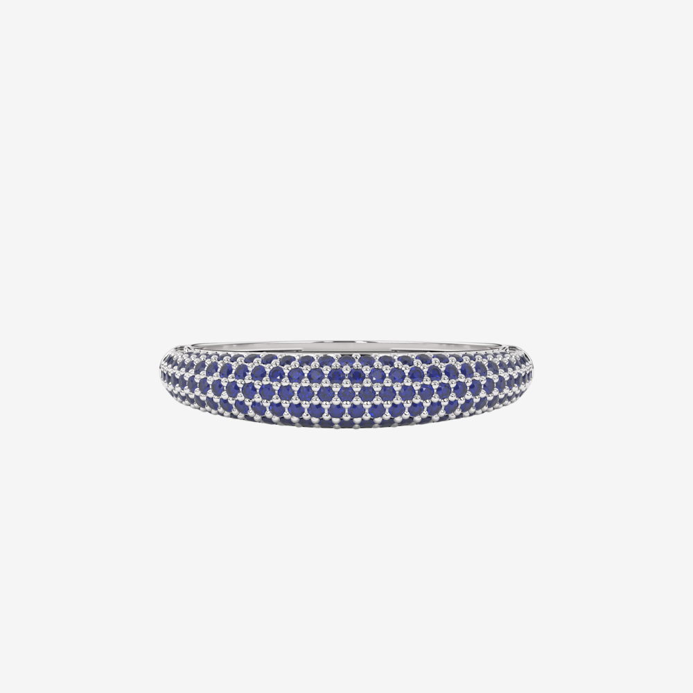 "Nilly" Dôme Pavé Diamond Ring - Sapphire - 14k White Gold - Jewelry - Goldie Paris Jewelry - Pavé Ring stackable statement