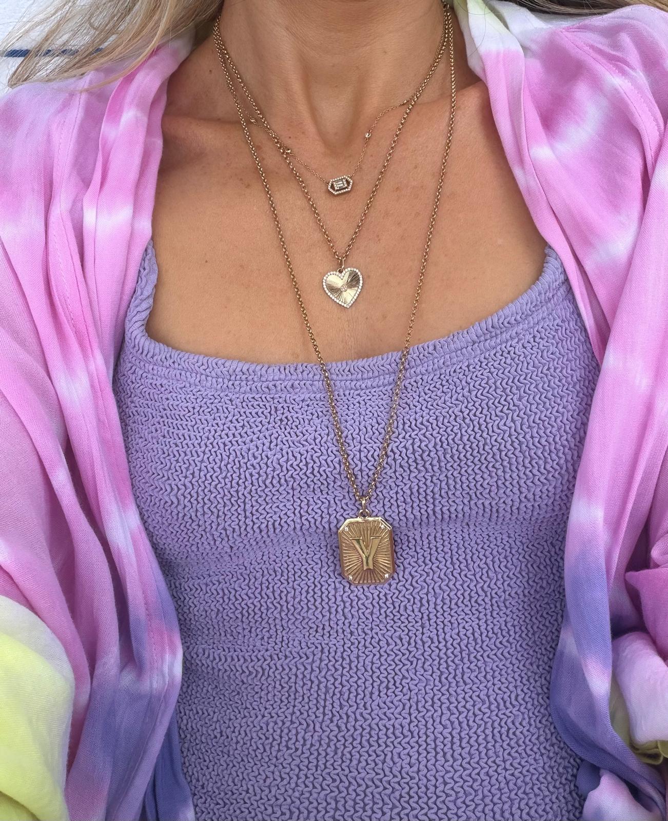 Letter Fluted Pendant Dogtag
