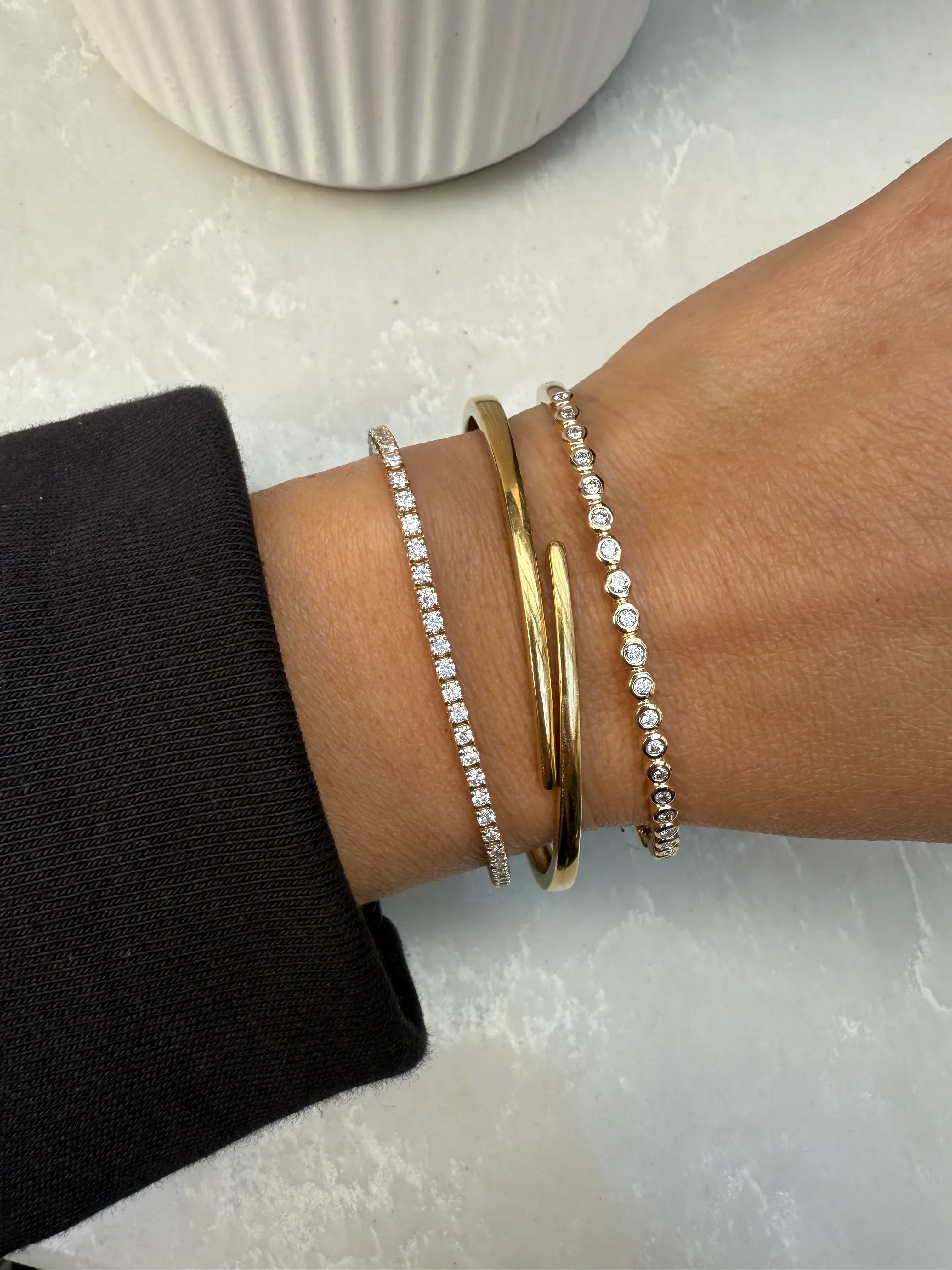 Chloe Bezel-set Diamonds Bangle | Jewelry in Solid Gold — Goldie Paris