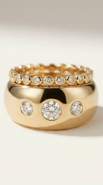 Ilana Bezel-Set Diamond Band •10K Solid White Gold