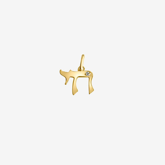 Chai Pendant with one Diamond - "Rom"
