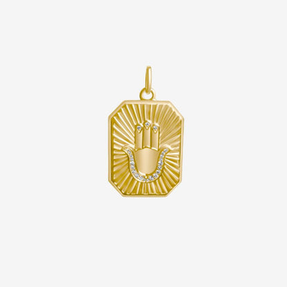 Aly Hamsa Fluted Diamond Pendant Dogtag