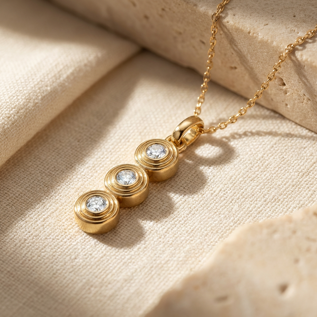 Eliza 3 diamonds fluted pendant