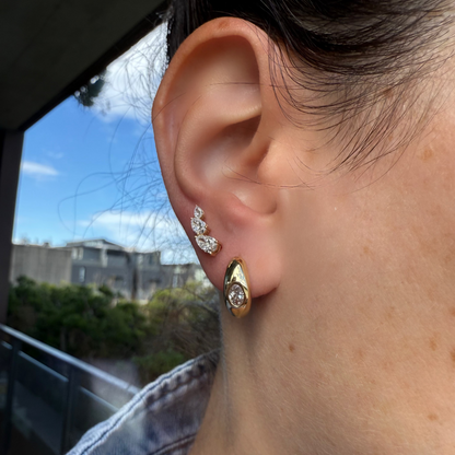 Cloud Huggie Hoop with Diamond - Pair