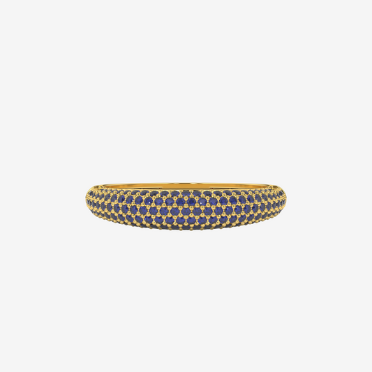 "Nilly" Cloud Pavé Diamond Ring - Sapphire - 14k Yellow Gold - Jewelry - Goldie Paris Jewelry - Pavé Ring stackable statement