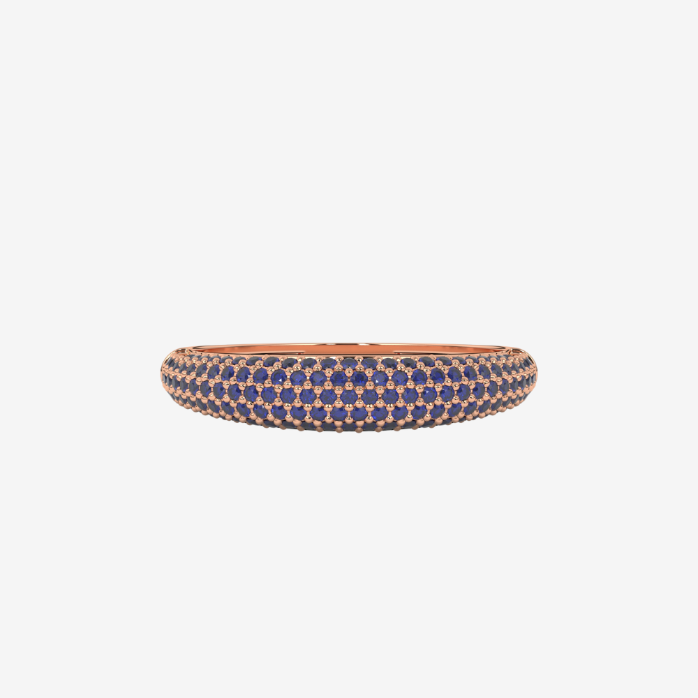 "Nilly" Dôme Pavé Diamond Ring - Sapphire - 14k Rose Gold - Jewelry - Goldie Paris Jewelry - Pavé Ring stackable statement