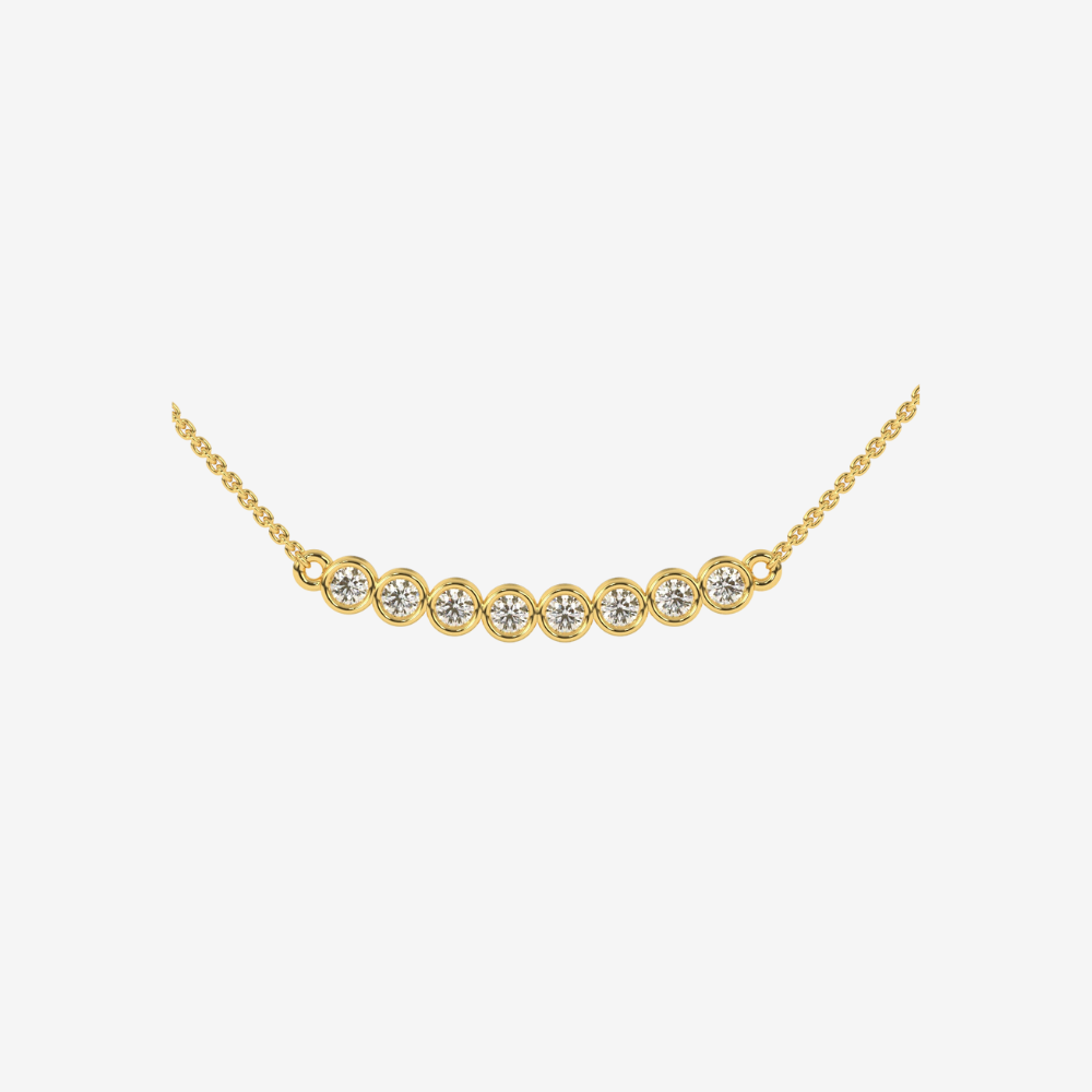 8 Diamonds Bezel Set Necklace - 14k Yellow Gold - Jewelry - Goldie Paris Jewelry - Bezel Necklace