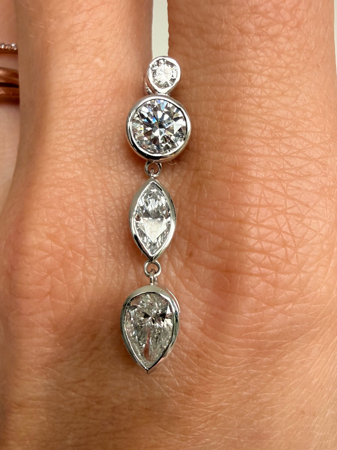 Ava Diamond Drop Earring - Single - White Gold