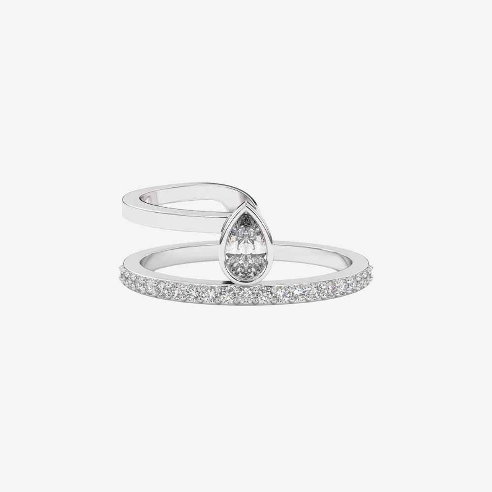 "Noa" Pear and Pavé Diamond Ring - 14k White Gold - Jewelry - Goldie Paris Jewelry - Pavé Ring statement