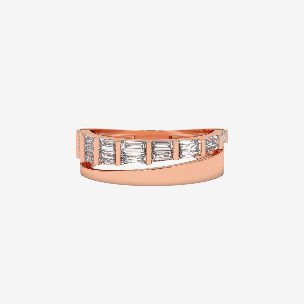 "Mia" Baguette Spiral Diamond Ring - 14k Rose Gold - Jewelry - Goldie Paris Jewelry - Baguette Ring statement
