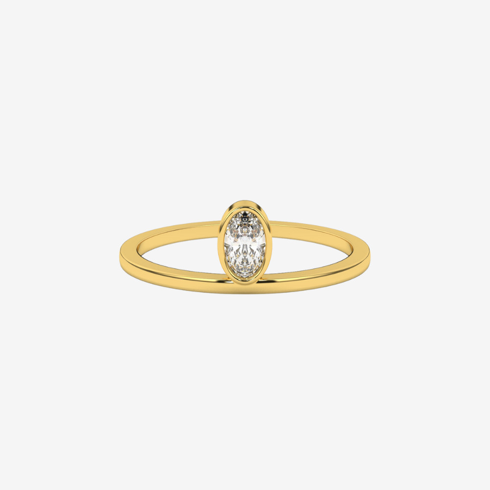 "Lou" Oval diamond stackable ring - 14k Yellow Gold - Jewelry - Goldie Paris Jewelry - Ring