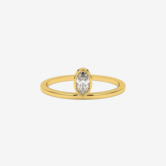 "Lou" Oval Diamond Ring - 14k Yellow Gold - Jewelry - Goldie Paris Jewelry - Ring stackabe statement