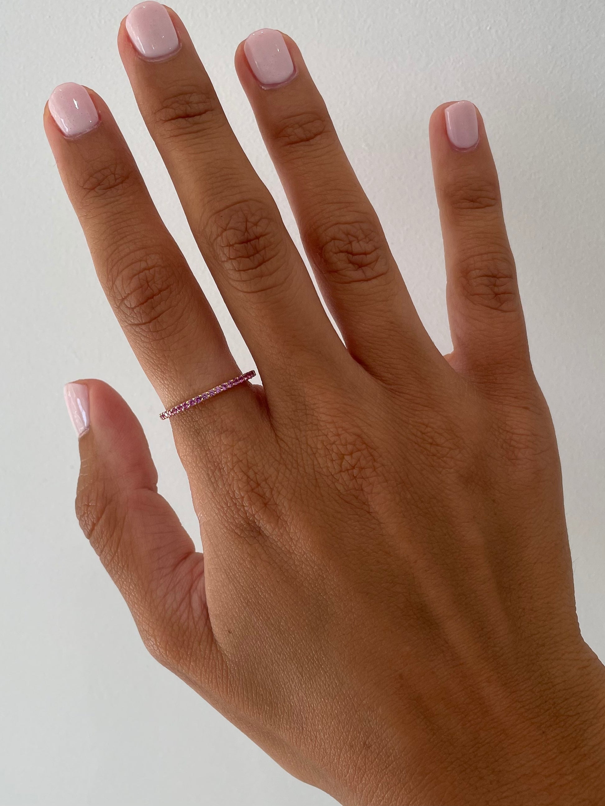"Eliza" Stackable Pavé Diamond Eternity Band- Pink - - Jewelry - Goldie Paris Jewelry - Ring