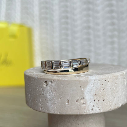 "Mia" Baguette Spiral Diamond Ring - - Jewelry - Goldie Paris Jewelry - Baguette Ring statement