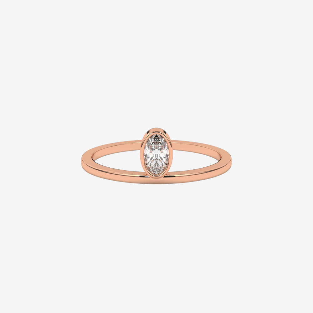 "Lou" Oval Diamond Ring - 14k Rose Gold - Jewelry - Goldie Paris Jewelry - Ring stackabe statement