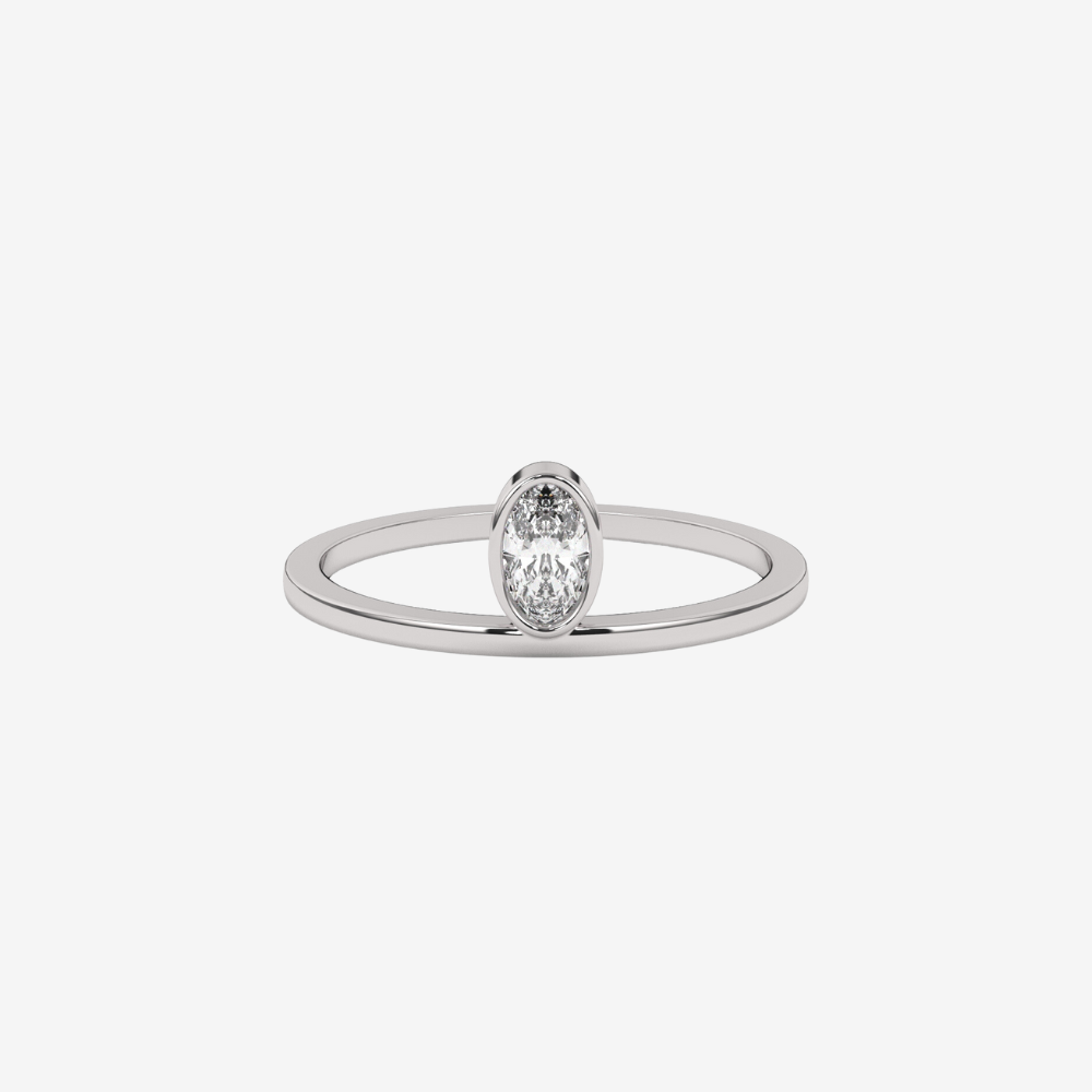 "Lou" Oval Diamond Ring - 14k White Gold - Jewelry - Goldie Paris Jewelry - Ring stackabe statement