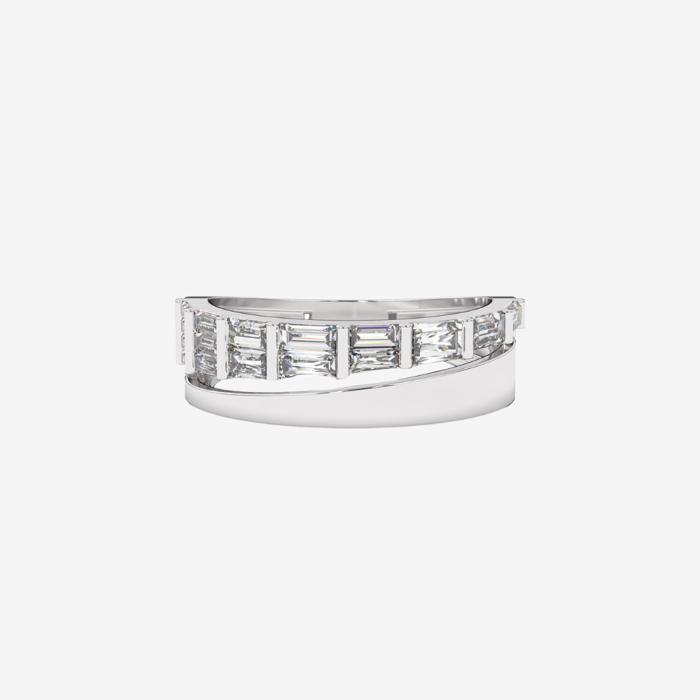 "Mia" Baguette Spiral Diamond Ring - 14k White Gold - Jewelry - Goldie Paris Jewelry - Baguette Ring statement