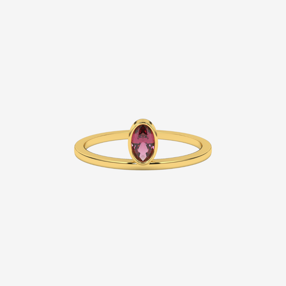 "Lou" Oval diamond stackable ring - Pink - 14k Yellow Gold - Jewelry - Goldie Paris Jewelry - Ring