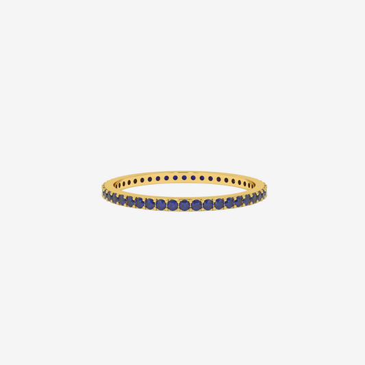 "Eliza" Stackable Pavé Sapphires Eternity Band- Blue - 14k Yellow Gold - Jewelry - Goldie Paris Jewelry - Ring stackabe