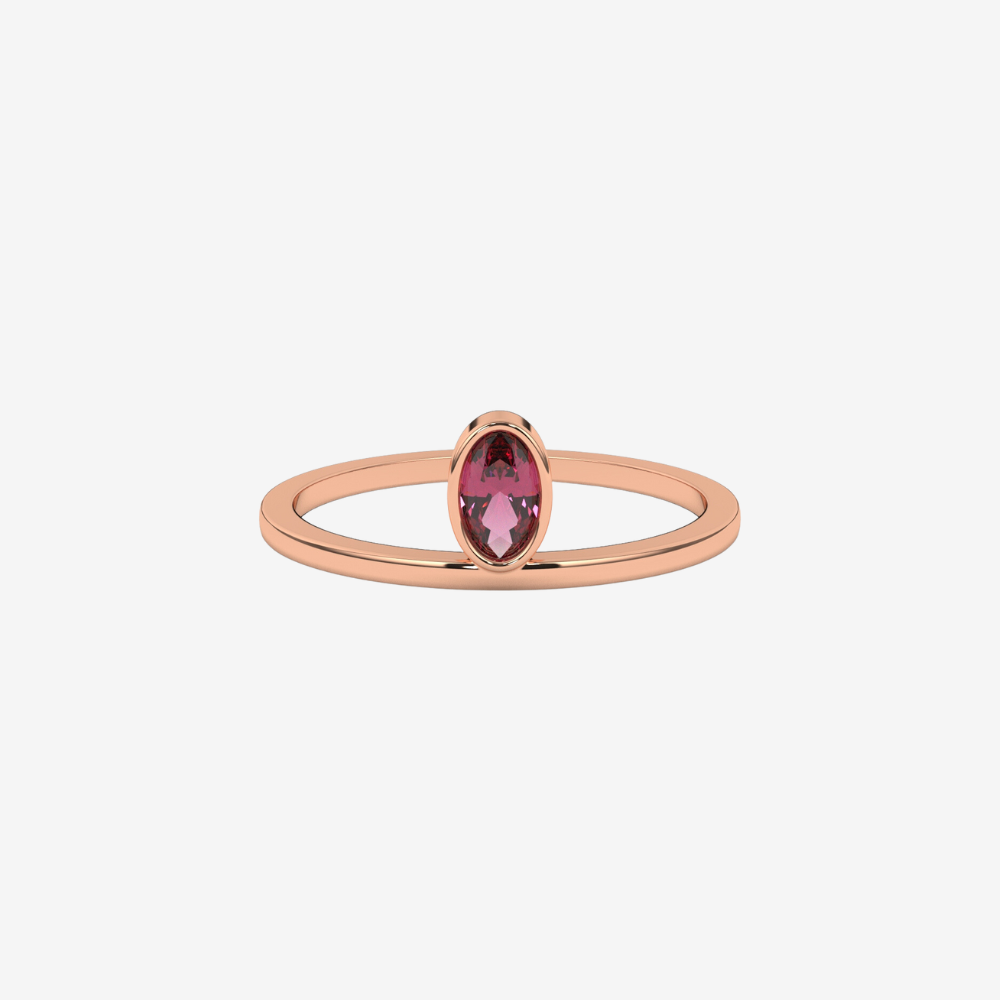 "Lou" Oval Diamond Ring - Pink - 14k Rose Gold - Jewelry - Goldie Paris Jewelry - Ring stackable statement
