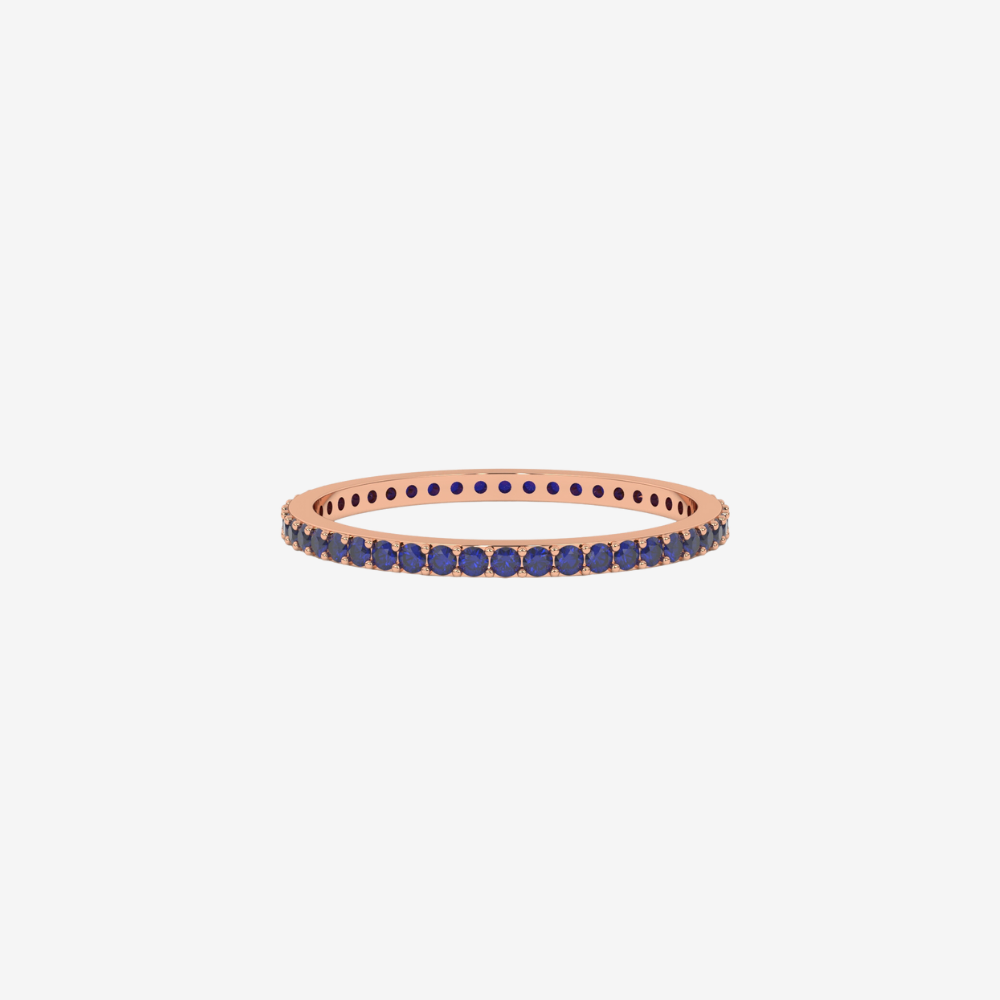 "Eliza" Stackable Pavé Diamond Eternity Band- Blue - 14k Rose Gold - Jewelry - Goldie Paris Jewelry - Ring
