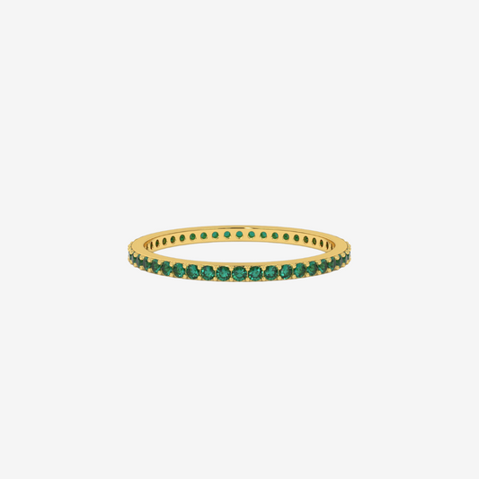 "Eliza" Stackable Pavé Diamond Eternity Band- Green - 14k Yellow Gold - Jewelry - Goldie Paris Jewelry - Ring