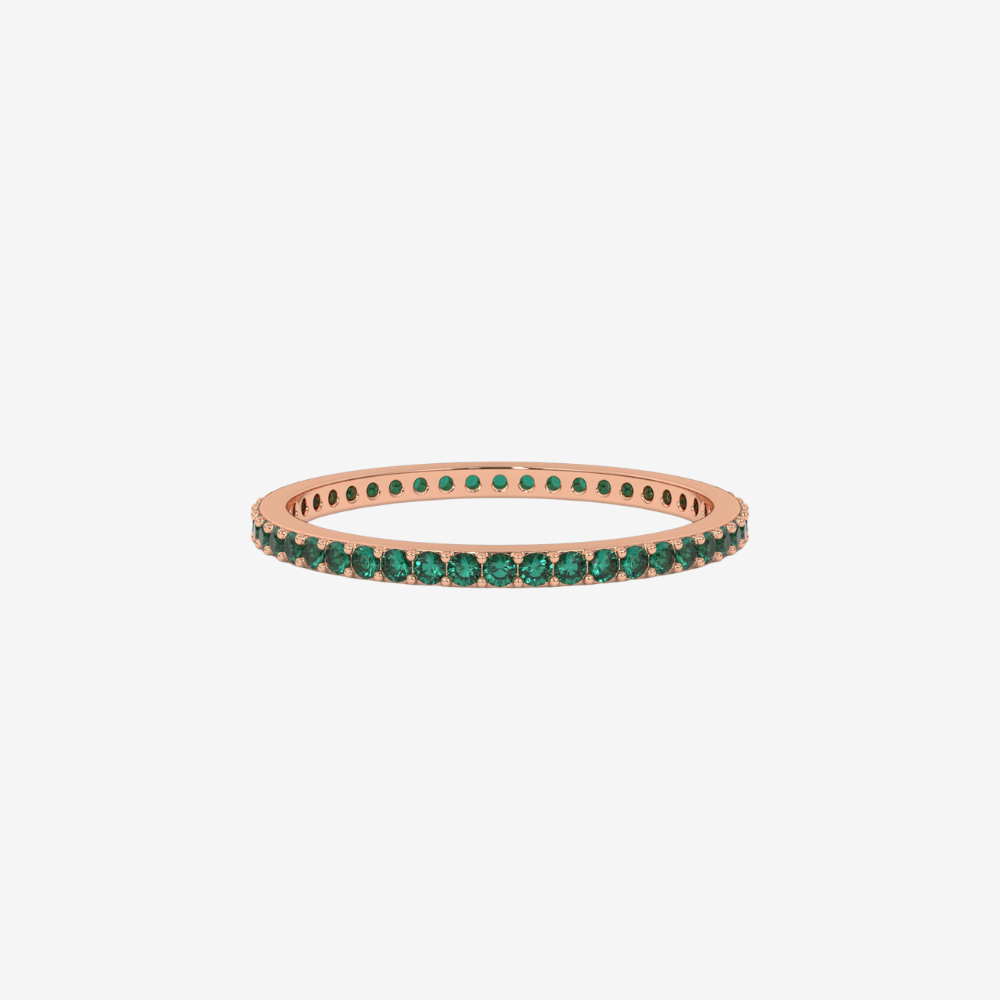 "Eliza" Stackable Pavé Diamond Eternity Band- Green - 14k Rose Gold - Jewelry - Goldie Paris Jewelry - Ring
